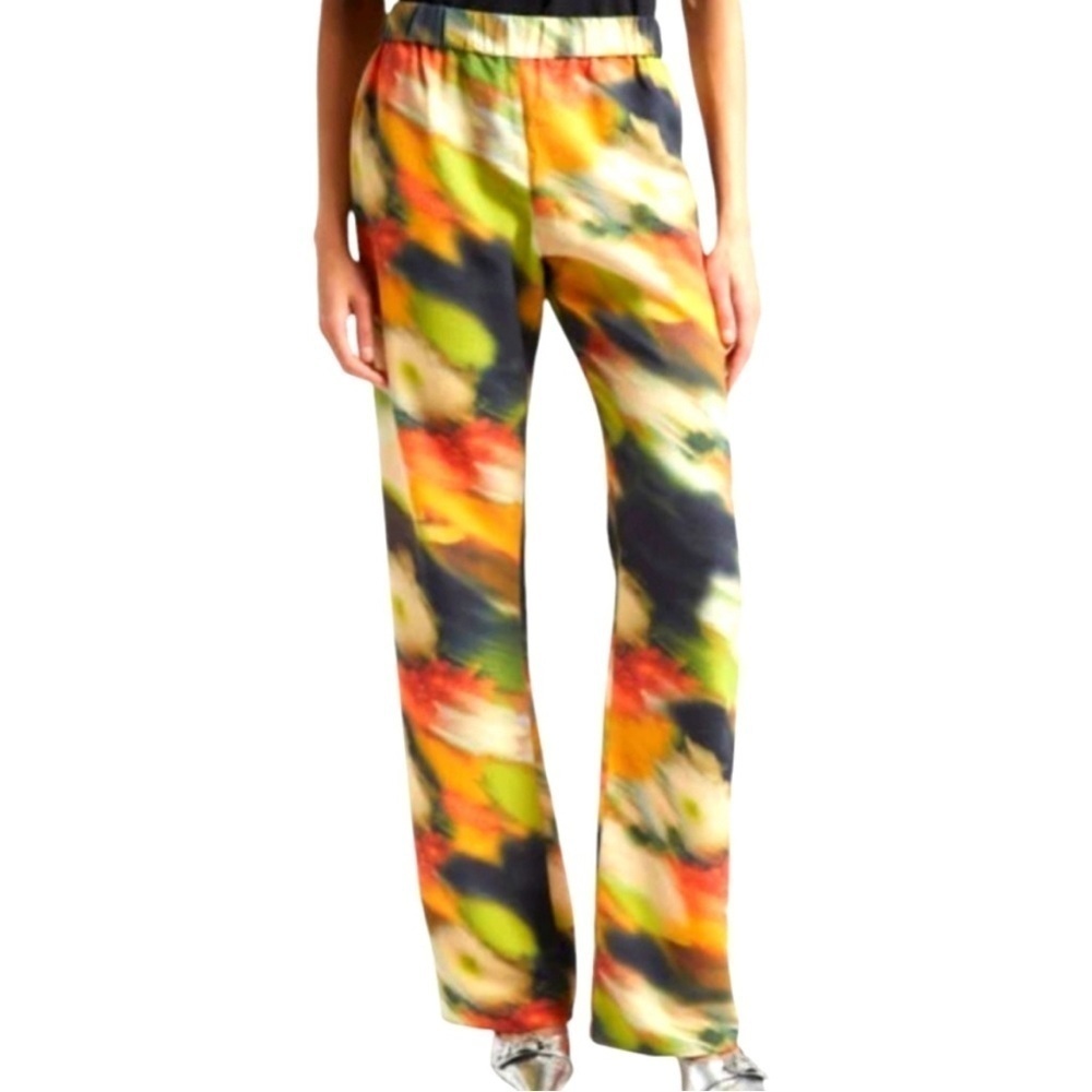 Stine Goya Marc Abstract Floral Straight Leg Pants in Flowers Size XS NWOT